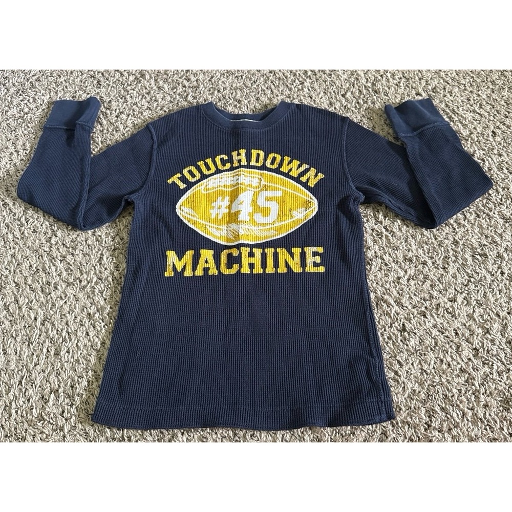 Children's Place Boys Navy Blue Thermal "Touchdown Machine" Long Sleeve Tee Sz 7